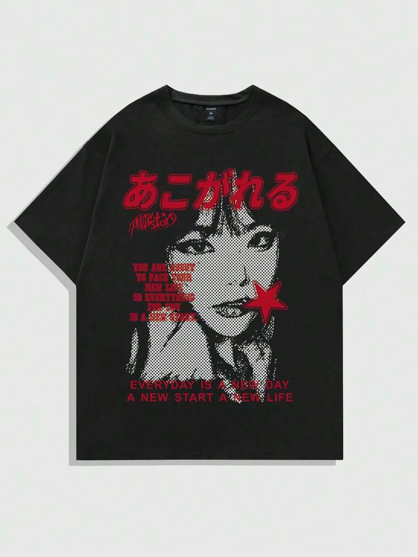 Anime Men'S Casual Slogan & Figure Print round T-Shirt Halloween Sport T-Shirt Women'S Oversized Unisex Summer Outdoor T-Shirts
