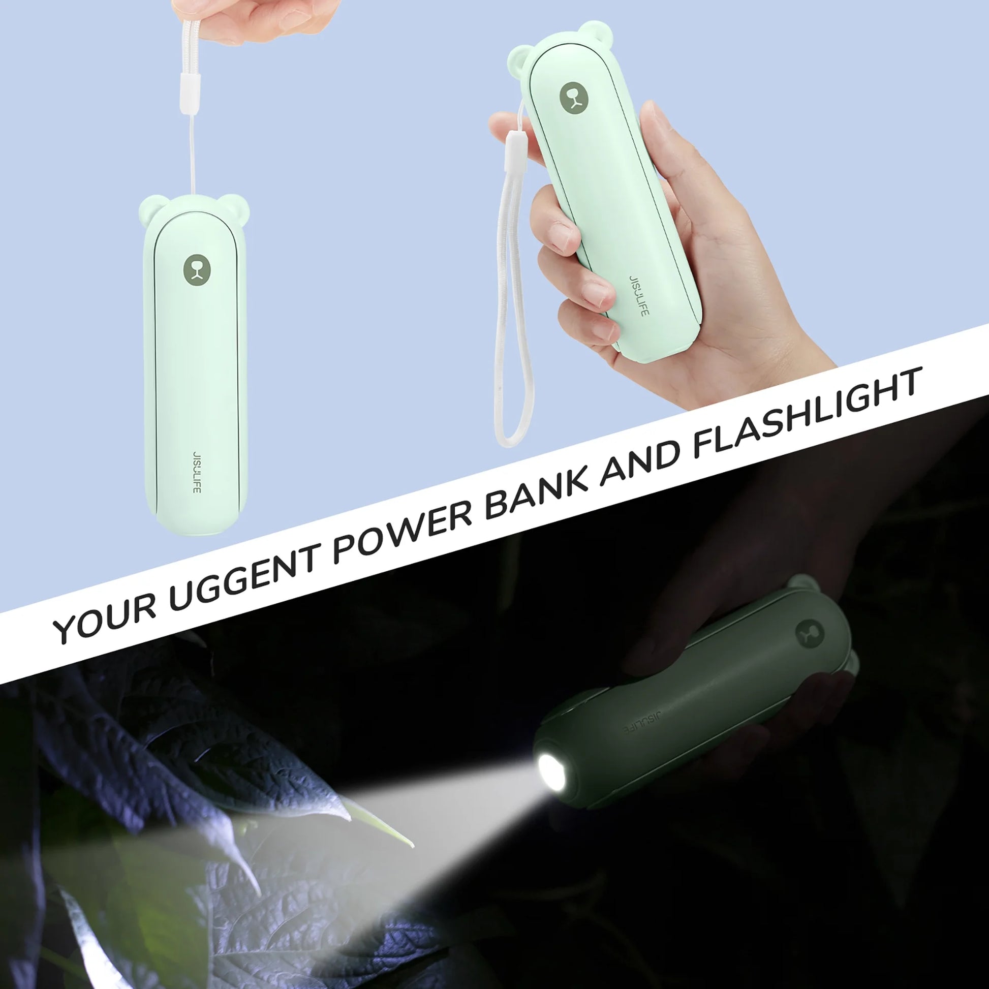 Portable Fan, Foldable Pocket Fan with 4500 Mah Battery, Flashlight, 3 Speeds for Travel