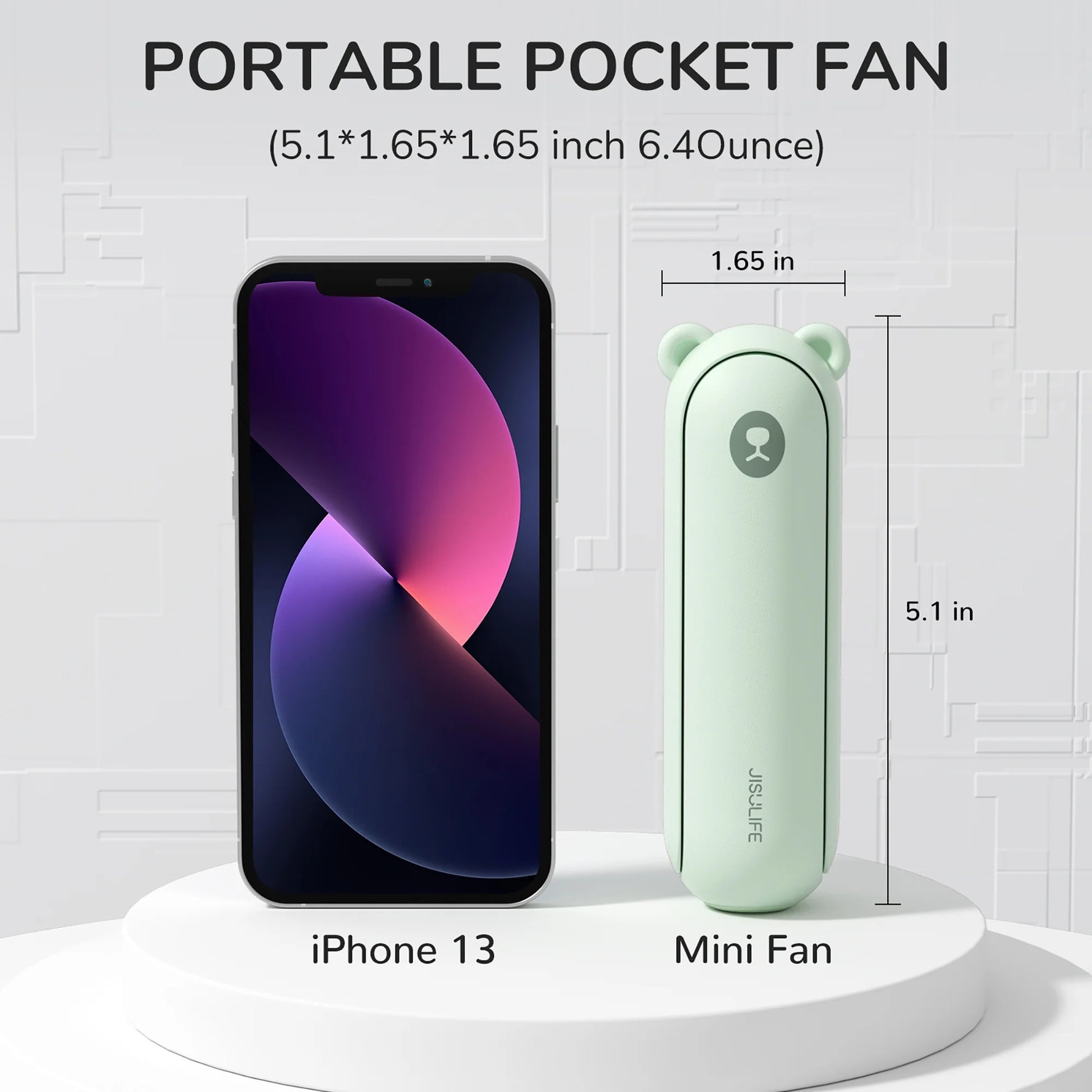 Portable Fan, Foldable Pocket Fan with 4500 Mah Battery, Flashlight, 3 Speeds for Travel